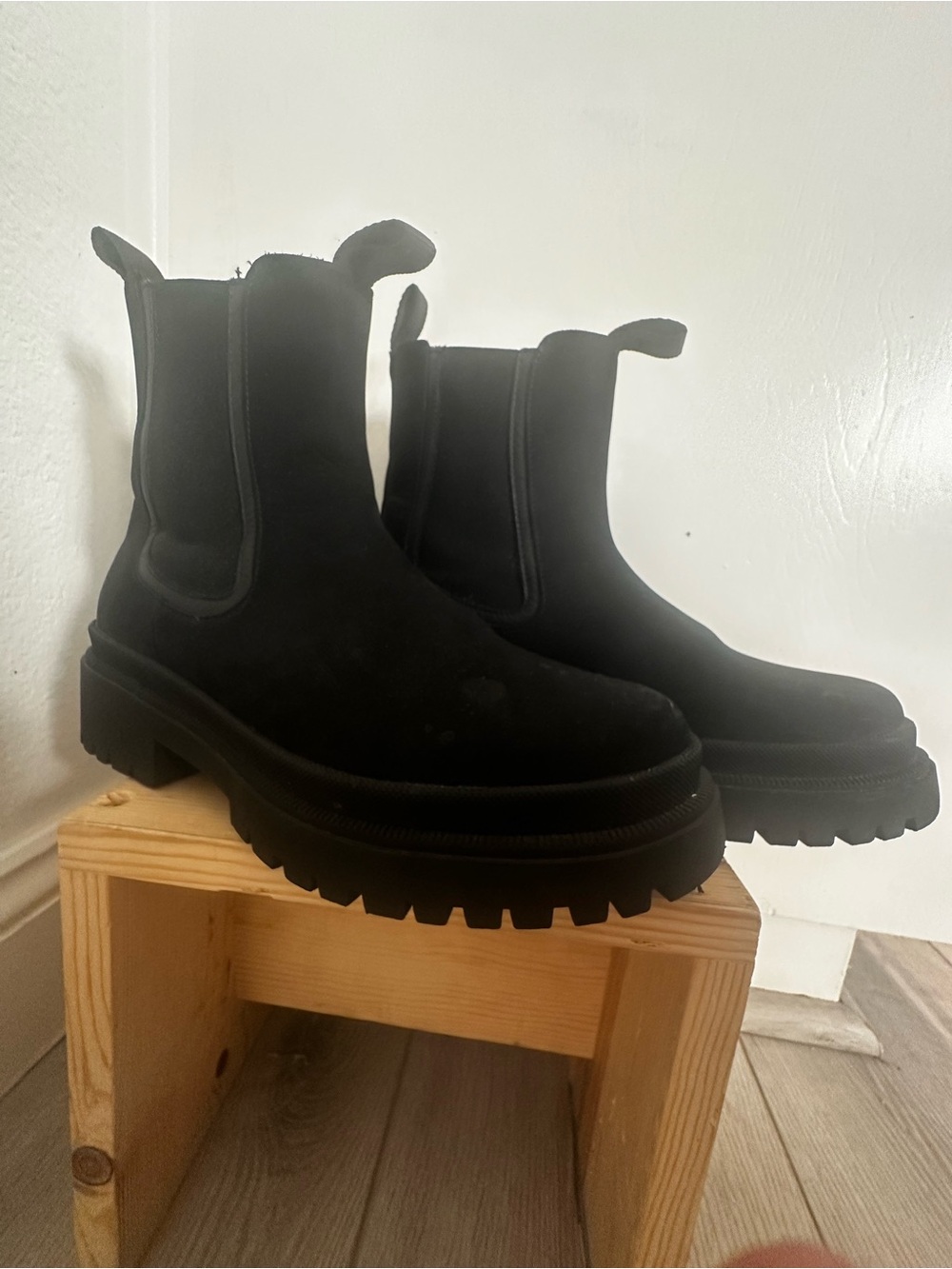 Thursday Boot Company Women's Legend Platform Black Chunky Chelsea Ankle Booties